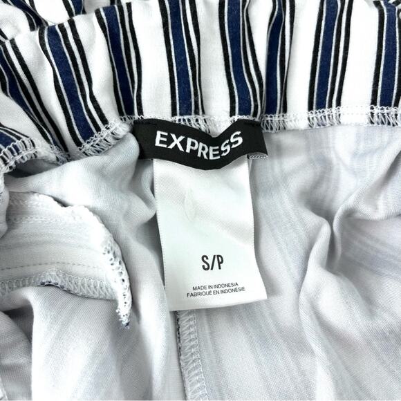 Express High Waist Tie Front Shorts White with Navy Stripes Size 6 - Picture 7 of 7